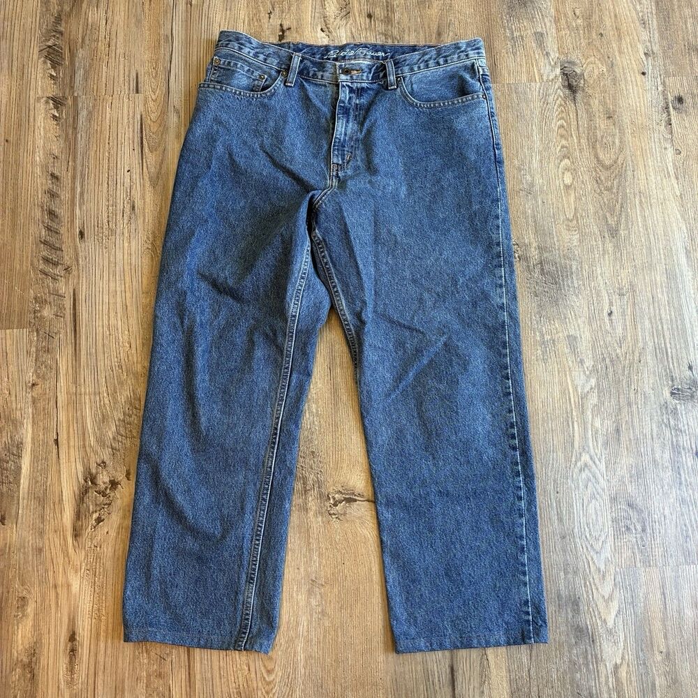 Vintage Eddie Bauer Men’s Blue Medium Wash Straight Fit Denim Jeans 36x30